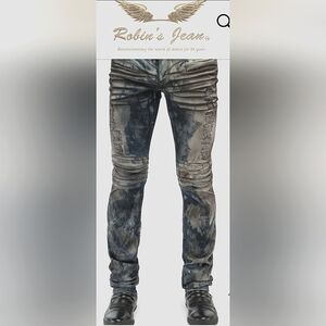 Robin's Jean MOTARD BIKER Men's Slim Leg Jeans in Gray 42